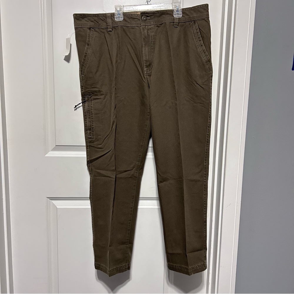 NWT G.H. Bass & Co Dark Brown Khaki Flex Waistband Canvas Terrain Jeans